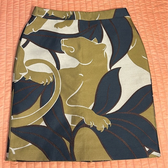 Ann Taylor NWT Jacquard Lioness Cougar Panther Jungle Motif Skirt size 4 - Picture 2 of 15